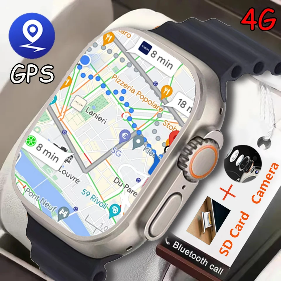 2023 Смарт-Часы Мужские Google Map GPS 4 + 64 Телефонная карта С Камерой заднего Вида 49 мм 2,01 Дюйма 820 мАч Большая Батарея Ультра Часы для Apple