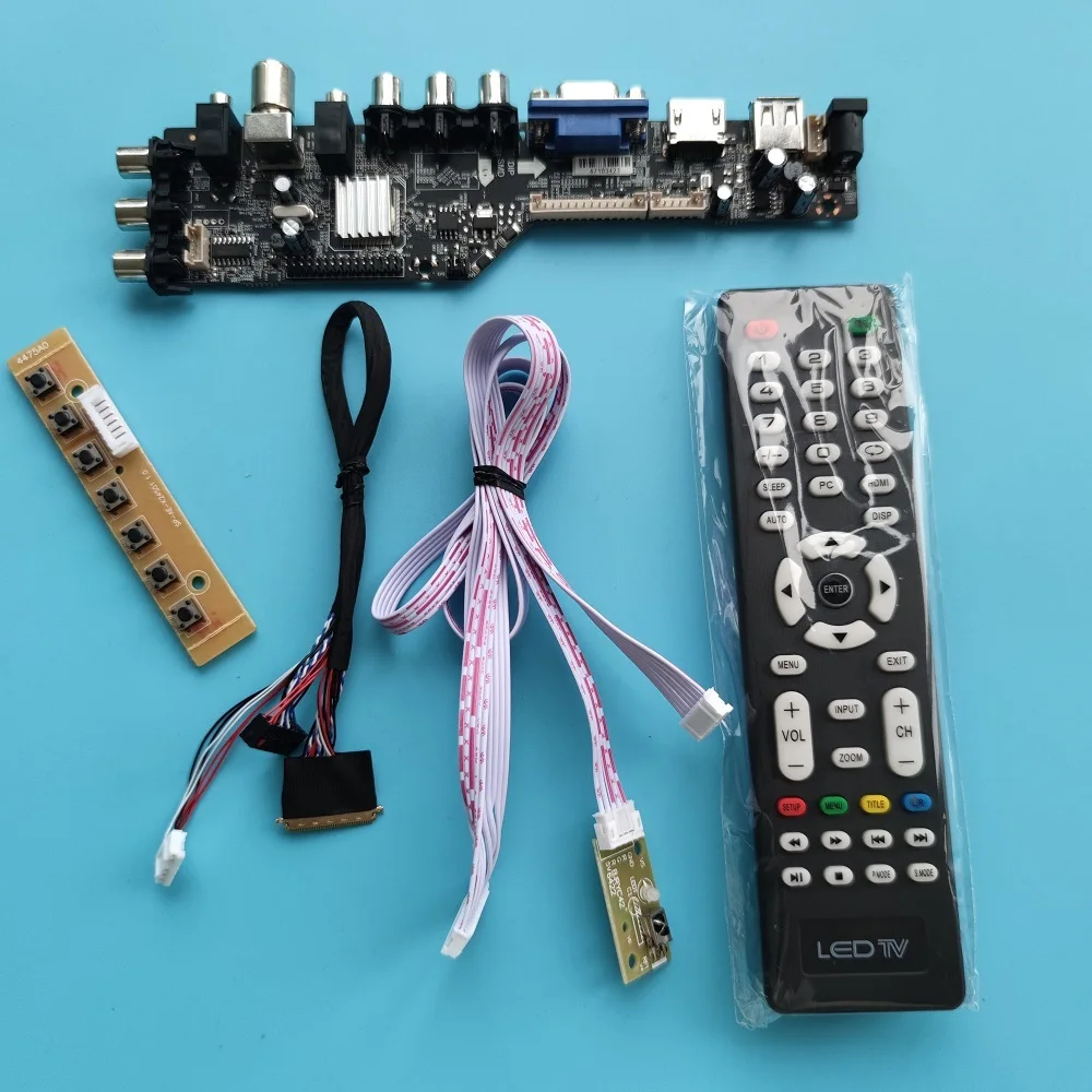 Комплект для LTN156AT19 1366x768 HDMI-совместимый панельный монитор DVB-T DVB-T2 контроллер цифровой VGA AV ТВ пульт дистанционного управления драйвер LED USB