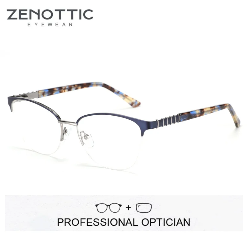 Очки по рецепту ZENOTTIC из титанового сверхлегкого сплава для женщин, квадратные полукадры от близорукости, Мужские оптические очки в деловом стиле
